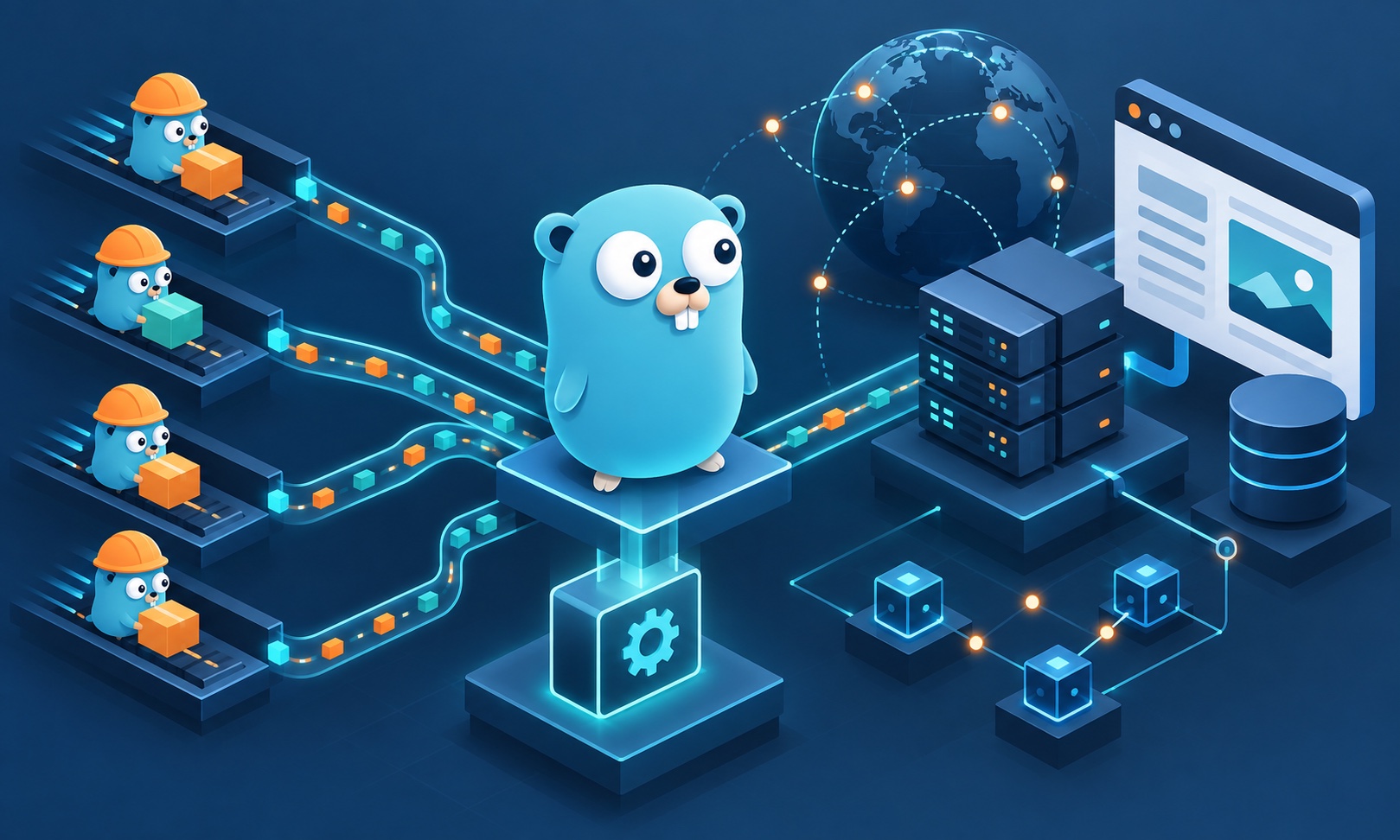 Golang development — code editor on a laptop